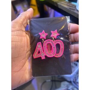 Hot Pink Beaded 40 Star Drop Earrings Rhinestone Statement Jewelry New